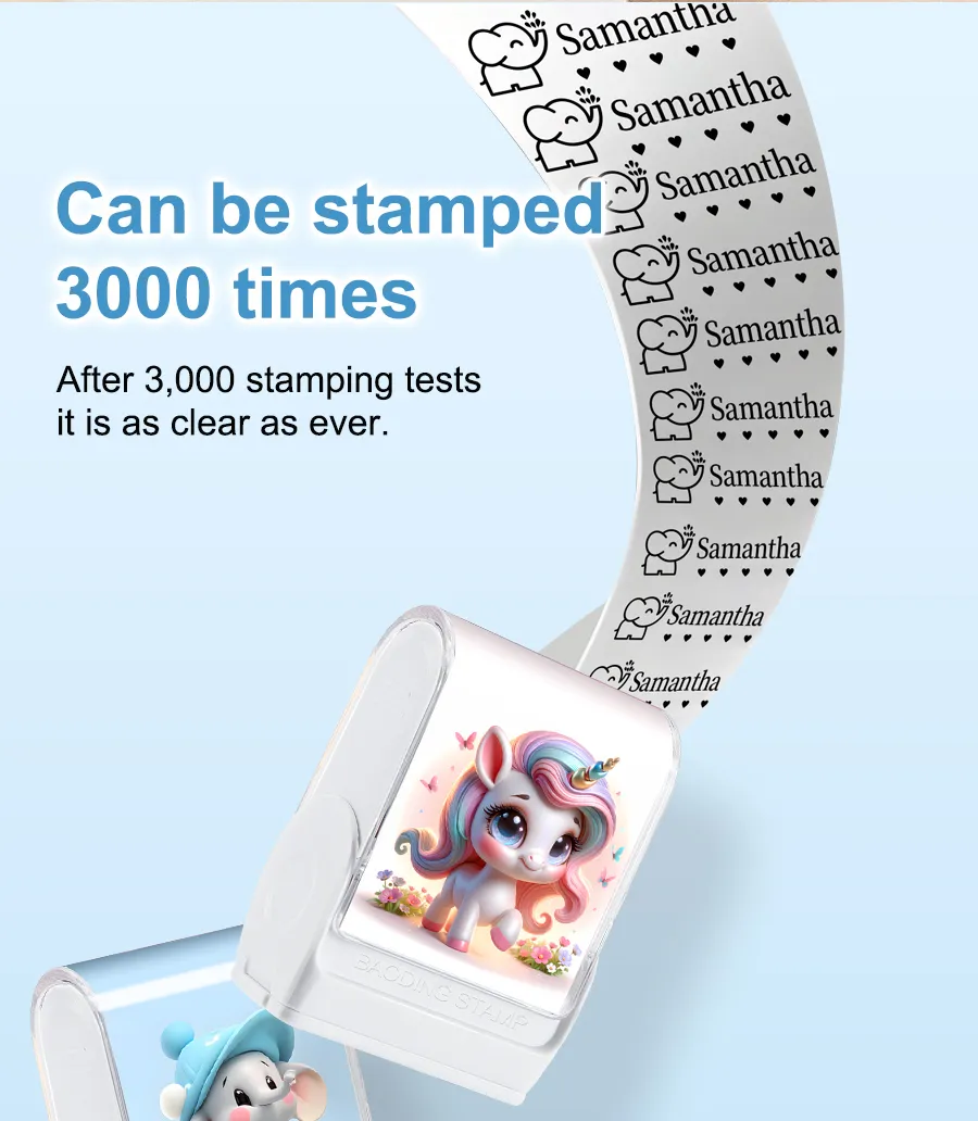 Customized kids name stamp personalized waterproof stamp for school uniform dresses logo shose tags  personalized ink pad stamps
