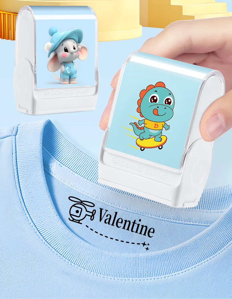 Customized kids name stamp personalized waterproof stamp for school uniform dresses logo shose tags  personalized ink pad stamps