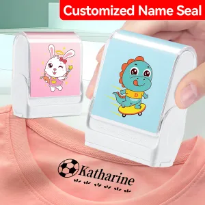 Customized kids name stamp personalized waterproof stamp for school uniform dresses logo shose tags  personalized ink pad stamps