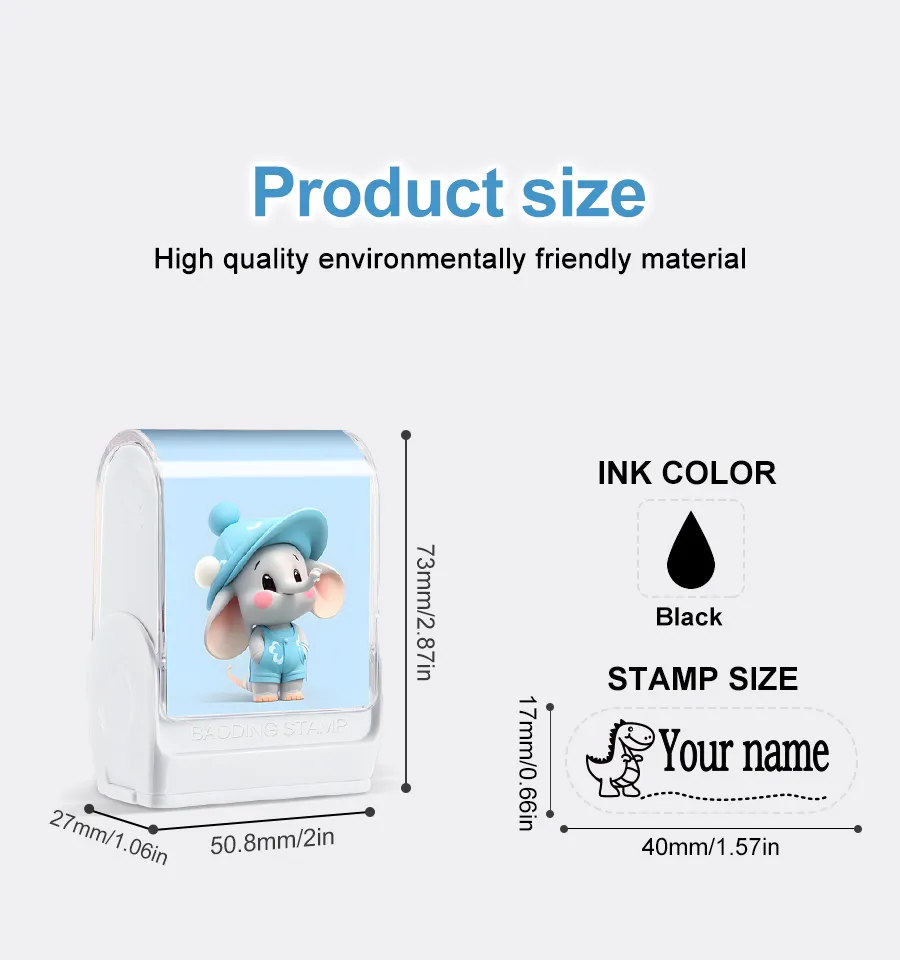 Customized kids name stamp personalized waterproof stamp for school uniform dresses logo shose tags  personalized ink pad stamps