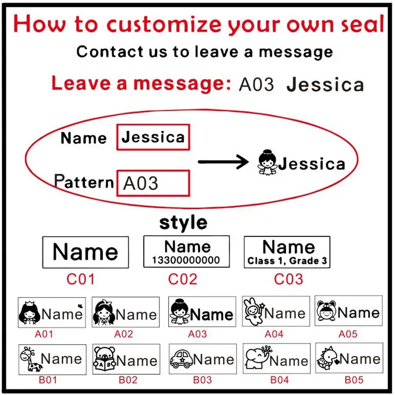 Customized Arabic Hebrew Name Stamp Waterproof Seal Custom Teacher Signature Student Child cloth ink stamp Selfing-inking stamp