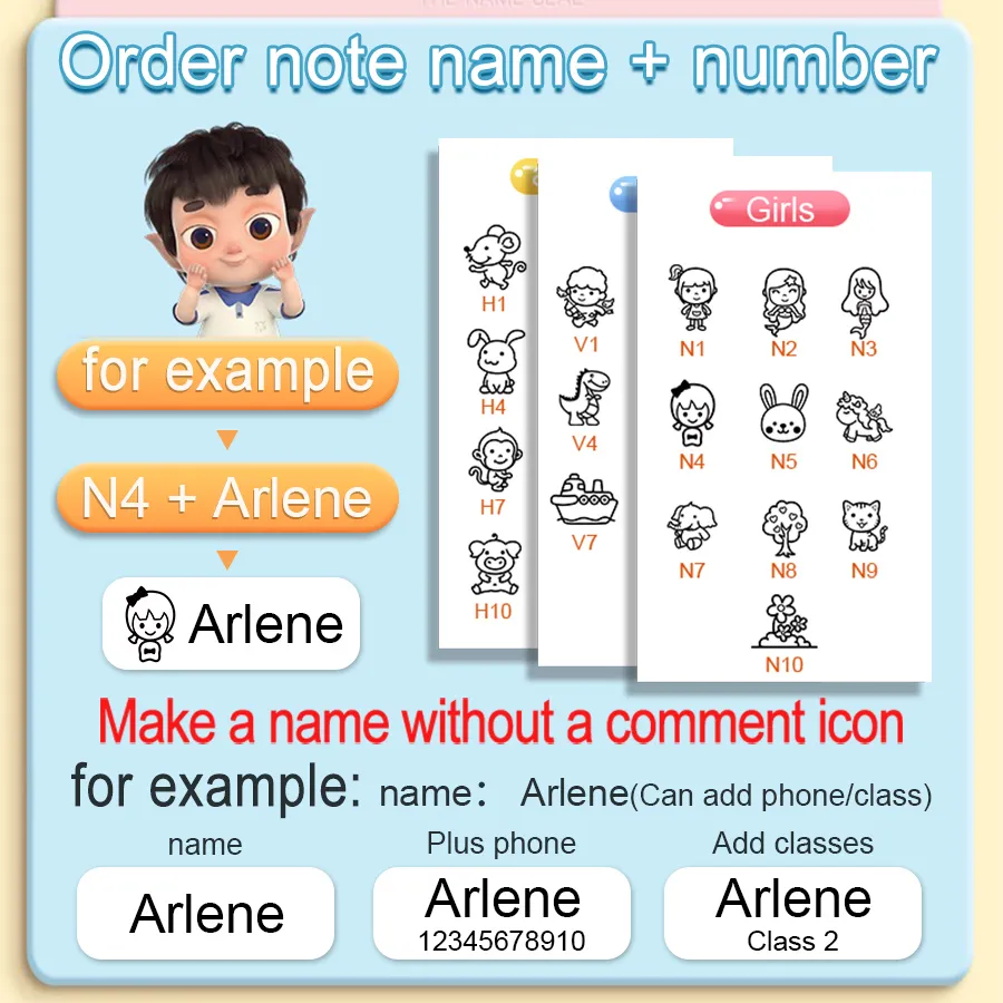 Customized Name Stamp Gift child’s school supplies with waterproof name stamps ; great for clothes, socks, shoes, bags, Gifts