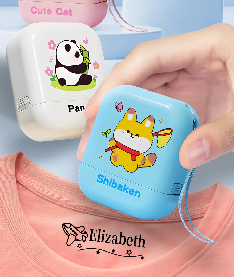 Custom Name Stamp for Laundry & Travel - Waterproof Ink Seal with Cartoon Icons, School/Kindergarten Organization Tool