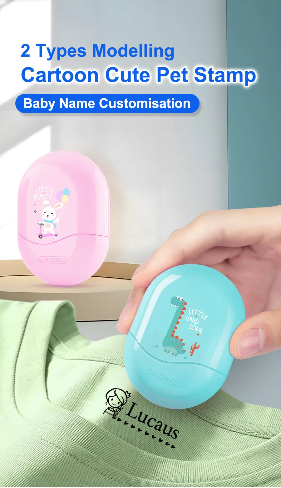 Personalized Student Name Stamp - Custom Waterproof Seal with Non-Fading Ink, Kindergarten Travel-Friendly Gift Set for Children