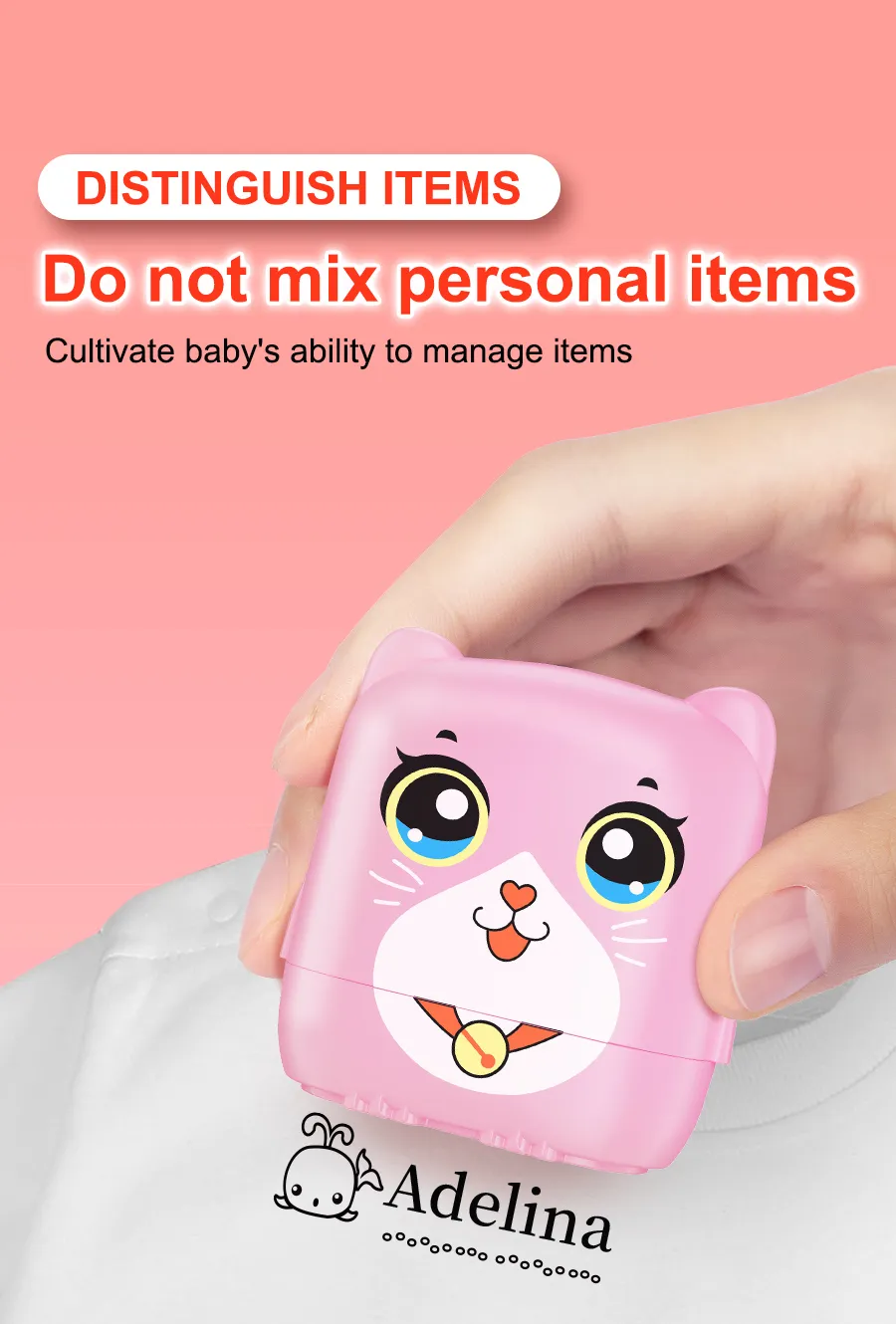 Customized Name Stamp for Kids - Reusable Waterproof Seal with Black Ink, Personalized Kindergarten Gift for Students & Toddlers