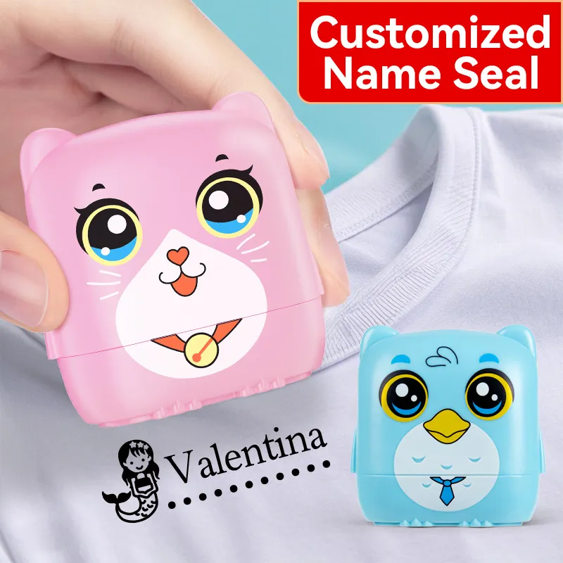 Customized Name Stamp for Kids - Reusable Waterproof Seal with Black Ink, Personalized Kindergarten Gift for Students & Toddlers