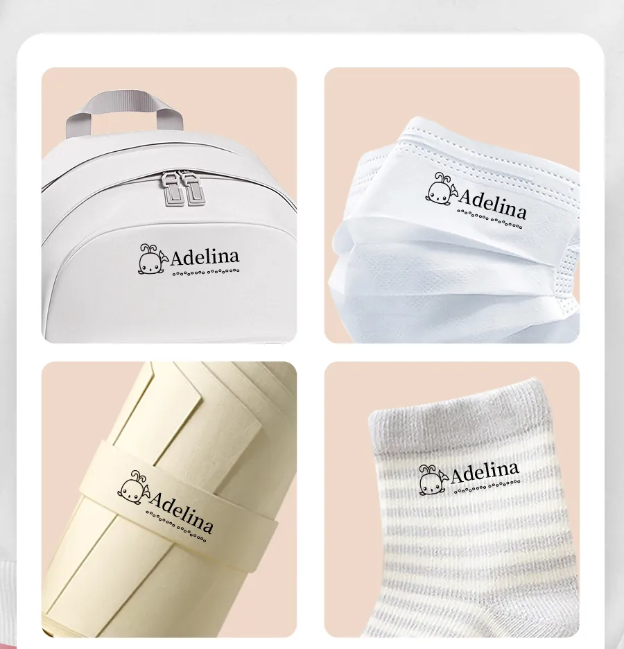 Customized Name Stamp for Kids - Reusable Waterproof Seal with Black Ink, Personalized Kindergarten Gift for Students & Toddlers