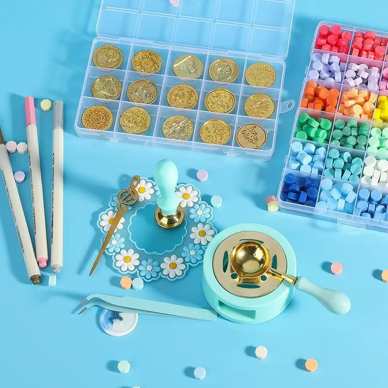NEW Wax Seal Stamp Set Lacquered Stamp Sealing Wax Kit DIY Craft Supplies Scrapbooking Christmas Wedding Invitation Decoration