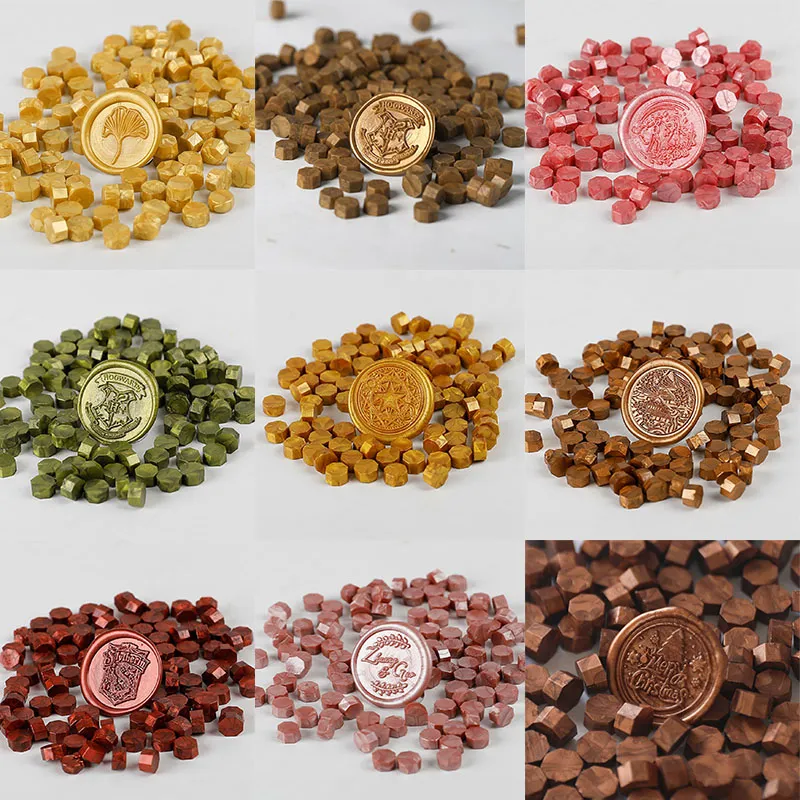 100 Pcs Wax Print Beads Retro Wax Seal for Stamps Sealing Macaron Gold Wedding Birthday Wax Lacquer for Seals Lacre Wax Seal