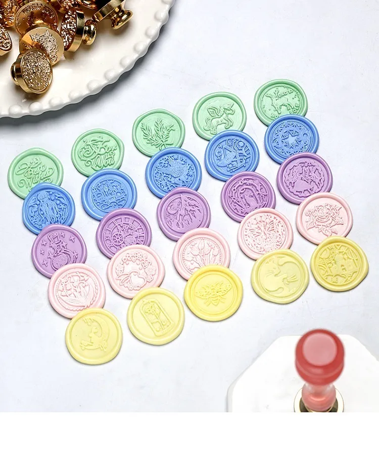100 Pcs Wax Print Beads Retro Wax Seal for Stamps Sealing Macaron Gold Wedding Birthday Wax Lacquer for Seals Lacre Wax Seal