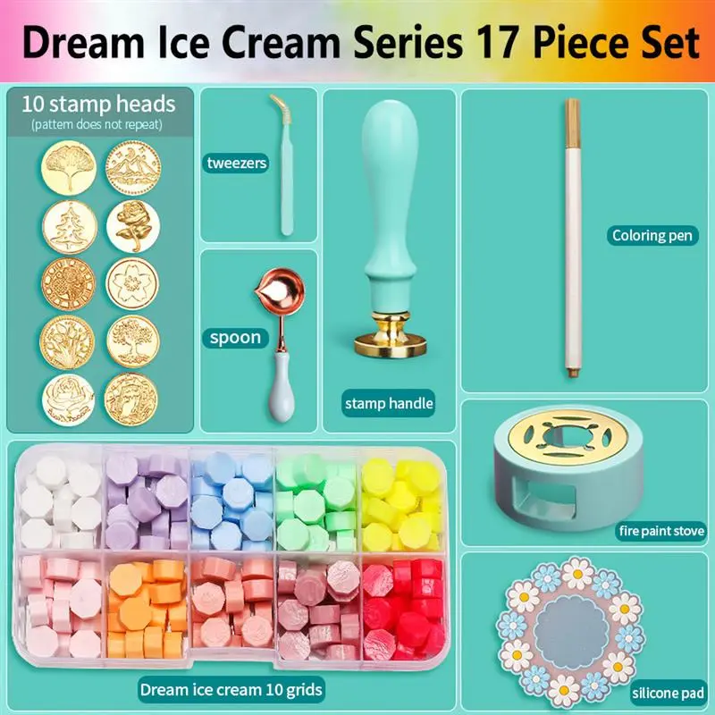 Wax Seal Stamp Set Lacquered Stamp Sealing Wax Kit DIY Craft Supplies Scrapbooking Wedding Invitation Decorative Sealing Wax Set