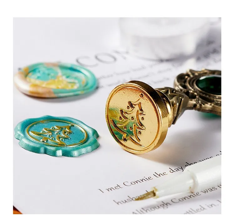 Wax Seal Stamp Set Vintage Kit Luxury Wedding Invitation Postcard Sealing Wax Beads Seal Stamp Melting Gift Packing Box HCS001