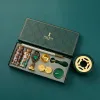 Wax Seal Stamp Set Vintage Kit Luxury Wedding Invitation Postcard Sealing Wax Beads Seal Stamp Melting Gift Packing Box HCS001