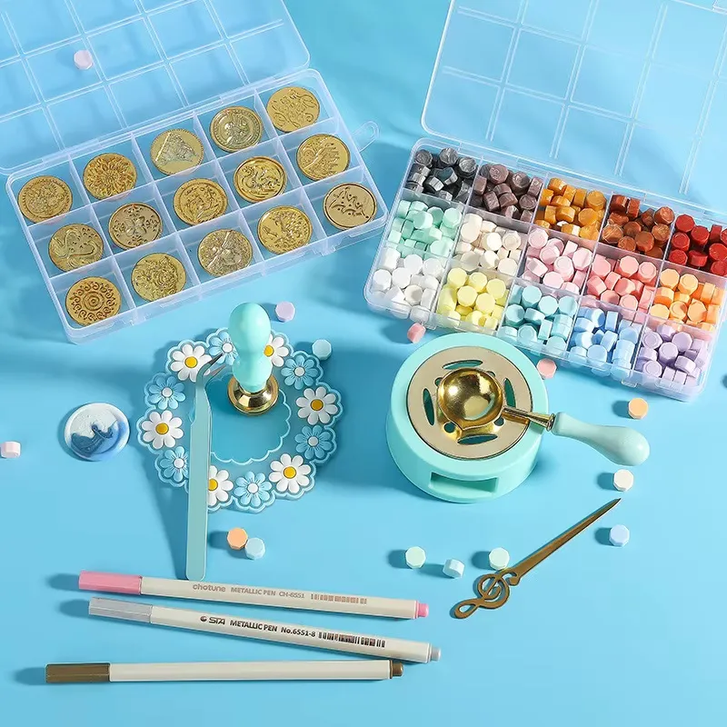 17Pcs/set Wax Seal Stamp Kit Lacquered Sealing DIY Decoration For Wedding Valentine's Day Party Invitation Scrapbook Craft Gifts