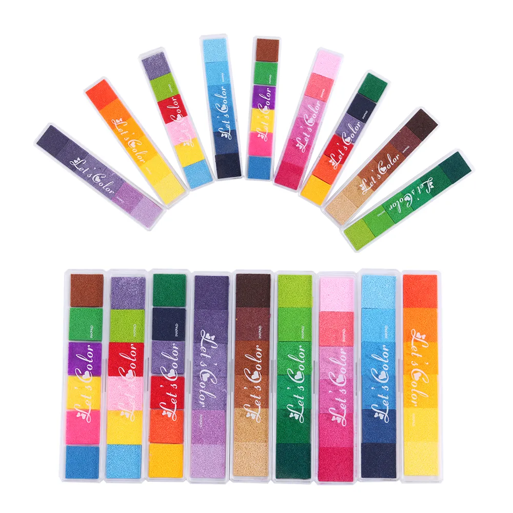 Hot Sale Colorful Non-Toxic Gradient Color Ink Pad Rubber Stamp Oil Based Finger Print Nice Inkpad Kids Toys For Rubber Stamp