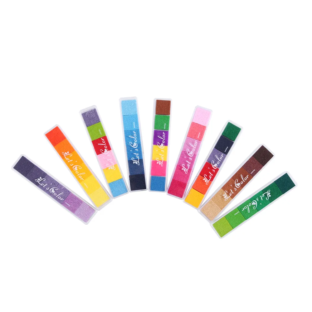 Hot Sale Colorful Non-Toxic Gradient Color Ink Pad Rubber Stamp Oil Based Finger Print Nice Inkpad Kids Toys For Rubber Stamp
