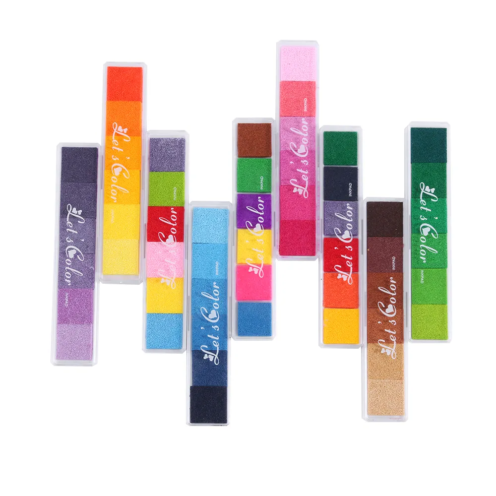 Hot Sale Colorful Non-Toxic Gradient Color Ink Pad Rubber Stamp Oil Based Finger Print Nice Inkpad Kids Toys For Rubber Stamp