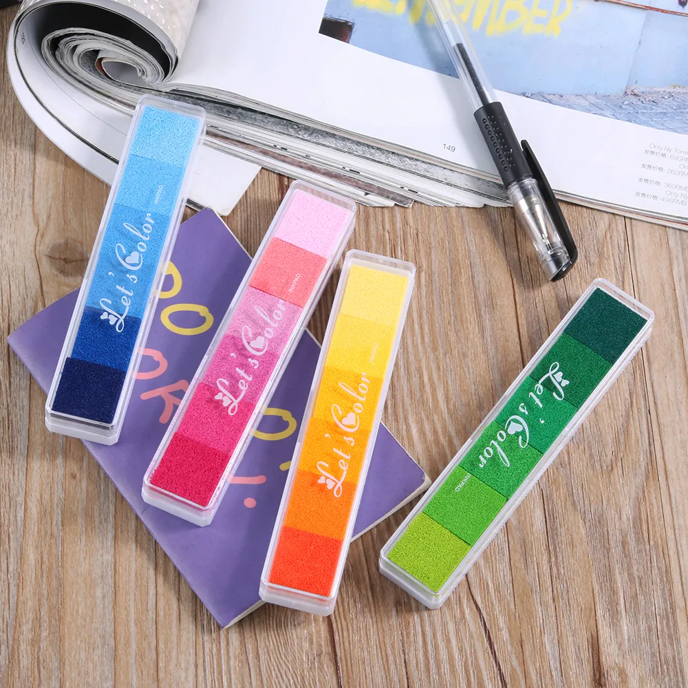 Hot Sale Colorful Non-Toxic Gradient Color Ink Pad Rubber Stamp Oil Based Finger Print Nice Inkpad Kids Toys For Rubber Stamp