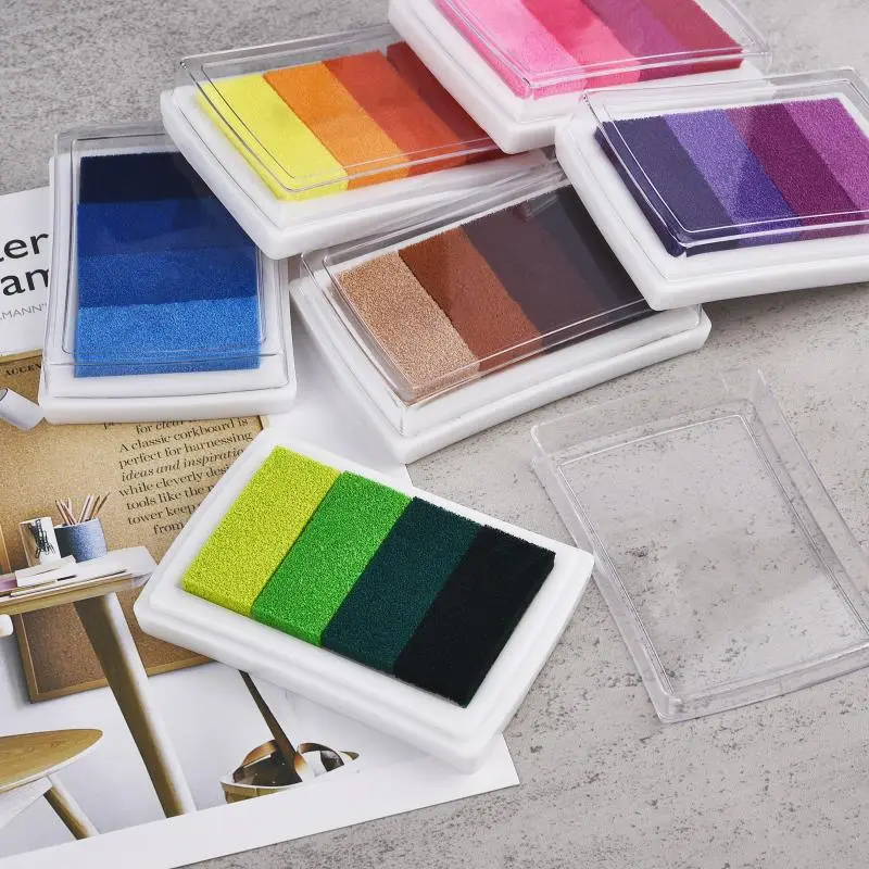 1 Piece Creative Stationery Four-Color Gradient Ink Pad DIY Finger Print Painting Seal Stamp Ink Pad