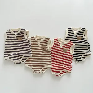 New 2024 Summer Sleeveless Knit Bodysuits Infant Baby Girls Boys One-pieces Kids Newborn Clothes- Ideal for Outdoor Activities