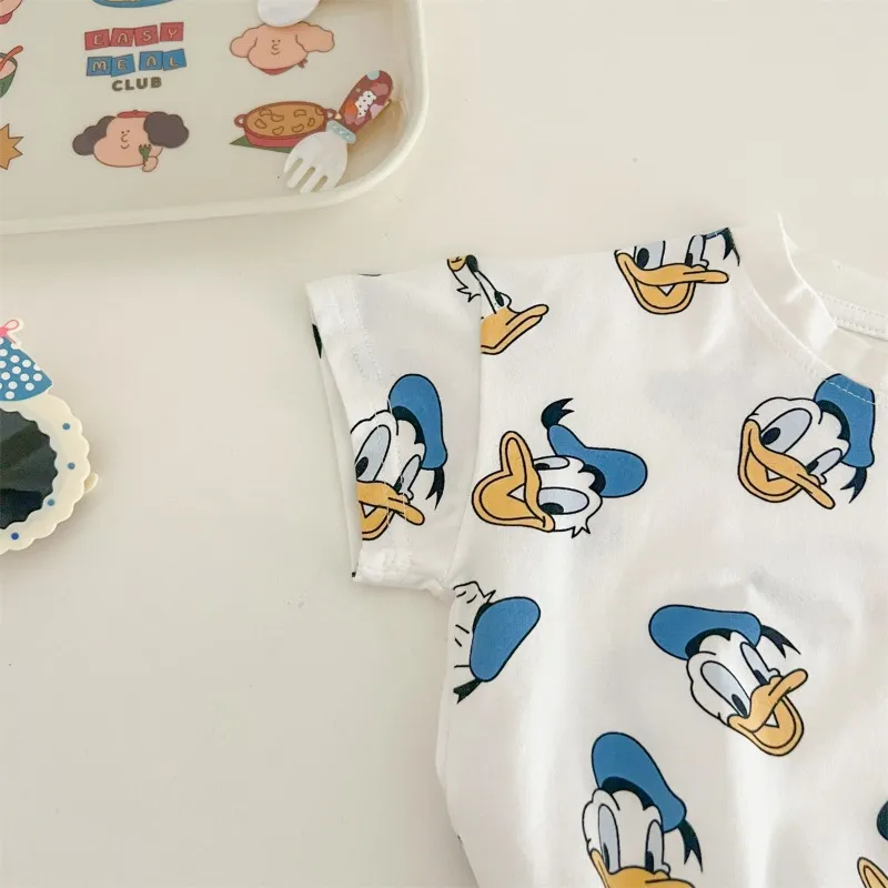 Donald Duck Bodysuits One-Pieces Baby Clothes 0-2 Years Old Cartoon Style Loose Wrap Ass Crawling Suit K594-1