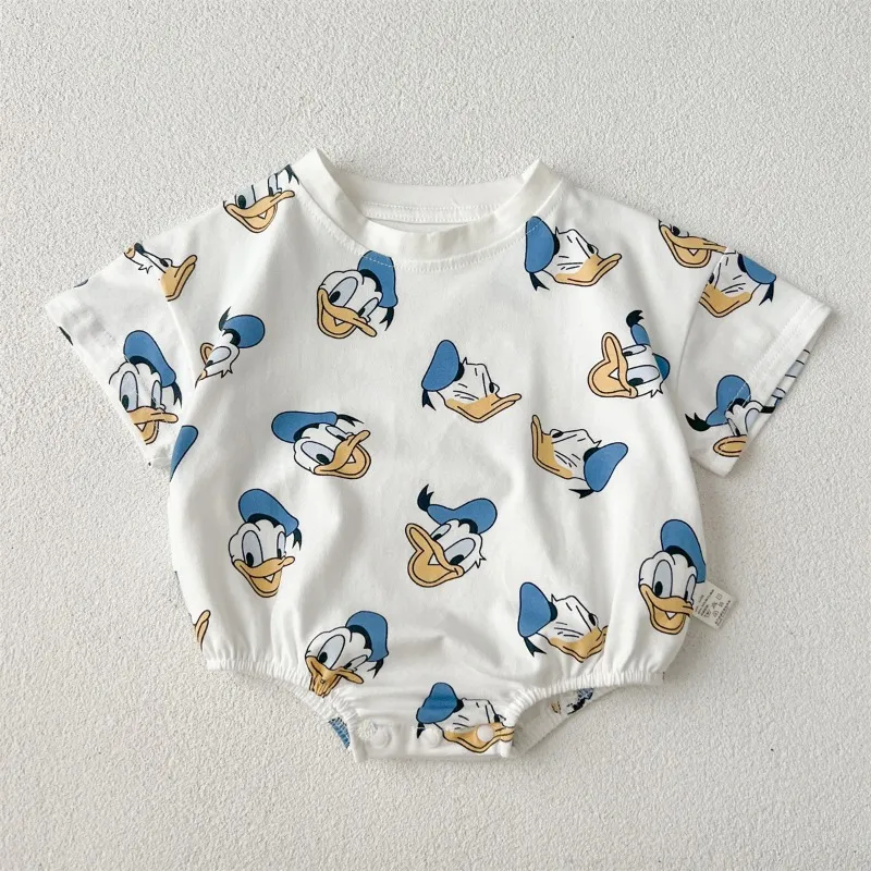 Donald Duck Bodysuits One-Pieces Baby Clothes 0-2 Years Old Cartoon Style Loose Wrap Ass Crawling Suit K594-1