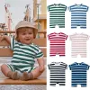 Summer Short Sleeved Baby Rompers 0-2Y Striped Onesies for Newborn Baby Boy Infant Girl Moon Printed Jumpsuit Baby Clothing