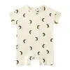 Summer Short Sleeved Baby Rompers 0-2Y Striped Onesies for Newborn Baby Boy Infant Girl Moon Printed Jumpsuit Baby Clothing