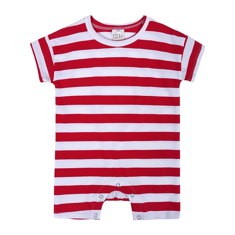 Summer Short Sleeved Baby Rompers 0-2Y Striped Onesies for Newborn Baby Boy Infant Girl Moon Printed Jumpsuit Baby Clothing