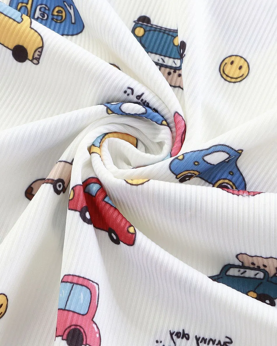 Infant Summer Romper Thin Ice Silk Cartoon Printed Soft Gentle Skin Unisex Kids Anti Kick Sleepwear for Air Conditioned Comfort