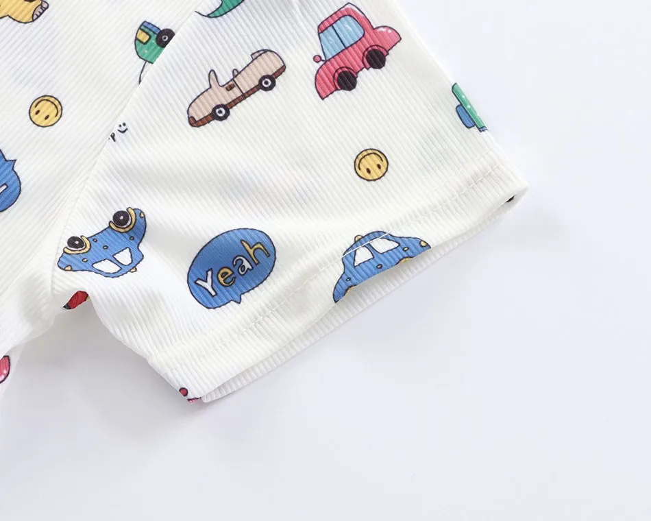 Infant Summer Romper Thin Ice Silk Cartoon Printed Soft Gentle Skin Unisex Kids Anti Kick Sleepwear for Air Conditioned Comfort