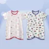 Infant Summer Romper Thin Ice Silk Cartoon Printed Soft Gentle Skin Unisex Kids Anti Kick Sleepwear for Air Conditioned Comfort