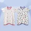 Infant Summer Romper Thin Ice Silk Cartoon Printed Soft Gentle Skin Unisex Kids Anti Kick Sleepwear for Air Conditioned Comfort