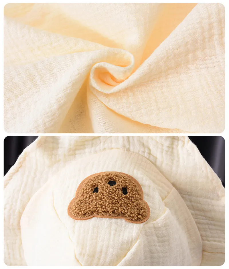 Muslin Summer Baby Romper Hat Set 2Pcs Bear Cotton Newborn Jumpsuit for Boys Girls Clothes Toddler Onesie Infant Outfit Suit