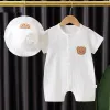 Muslin Summer Baby Romper Hat Set 2Pcs Bear Cotton Newborn Jumpsuit for Boys Girls Clothes Toddler Onesie Infant Outfit Suit