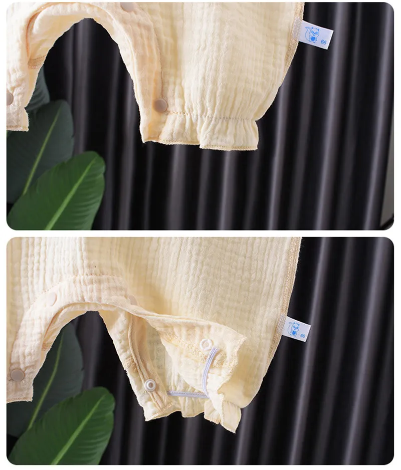 Muslin Summer Baby Romper Hat Set 2Pcs Bear Cotton Newborn Jumpsuit for Boys Girls Clothes Toddler Onesie Infant Outfit Suit