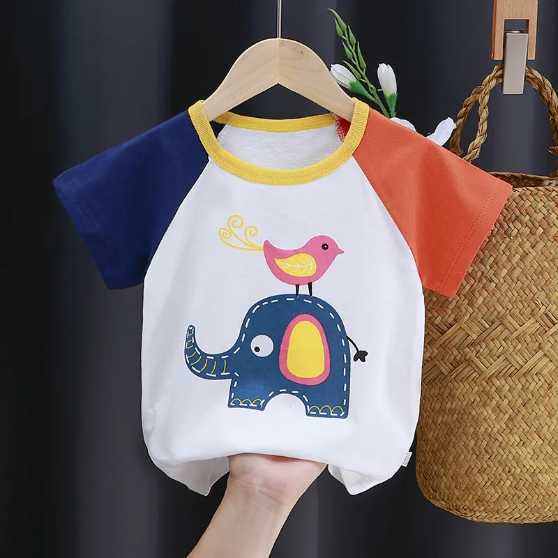 2025 Baby Tops T-shirt Bear Infant Boys and Girls Tee Children's Fashion Animal for babies Striped Newborn Baby summer clothes