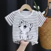 2025 Baby Tops T-shirt Bear Infant Boys and Girls Tee Children's Fashion Animal for babies Striped Newborn Baby summer clothes