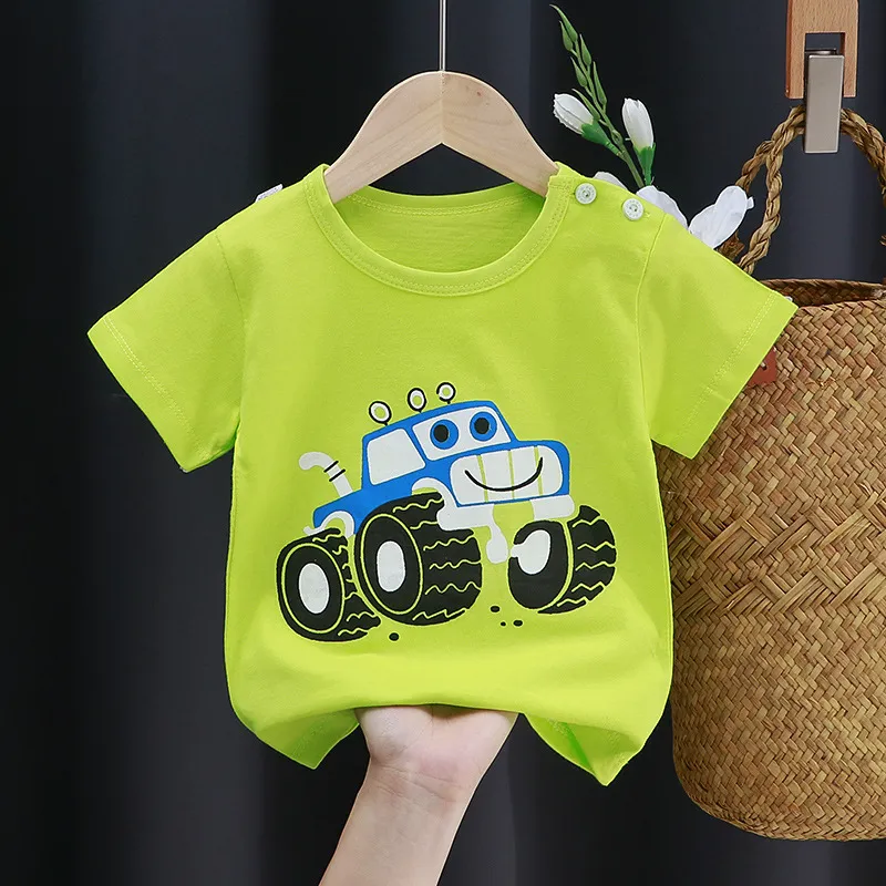 2025 Baby Tops T-shirt Bear Infant Boys and Girls Tee Children's Fashion Animal for babies Striped Newborn Baby summer clothes