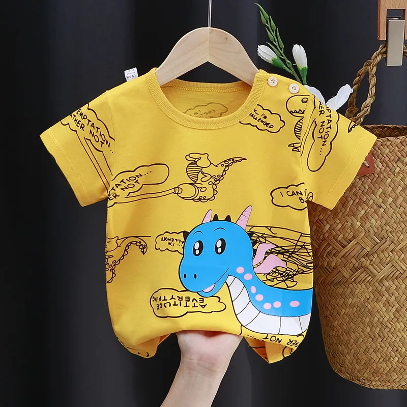 2025 Baby Tops T-shirt Bear Infant Boys and Girls Tee Children's Fashion Animal for babies Striped Newborn Baby summer clothes