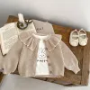 INS Spring and Autumn Infants' 0-3 Year Old Girl Baby Fashion Ruffle Collar Knitted Coat Small Cardigan Sweater Top