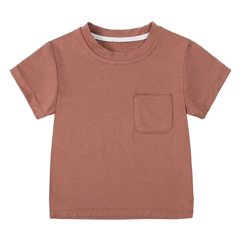 Customizing Add Your Logo Baby Boys Girls T-Shirts Newborn Bamboo Fiber Tee Tops with Pocket Toddler Summer Children Clothing