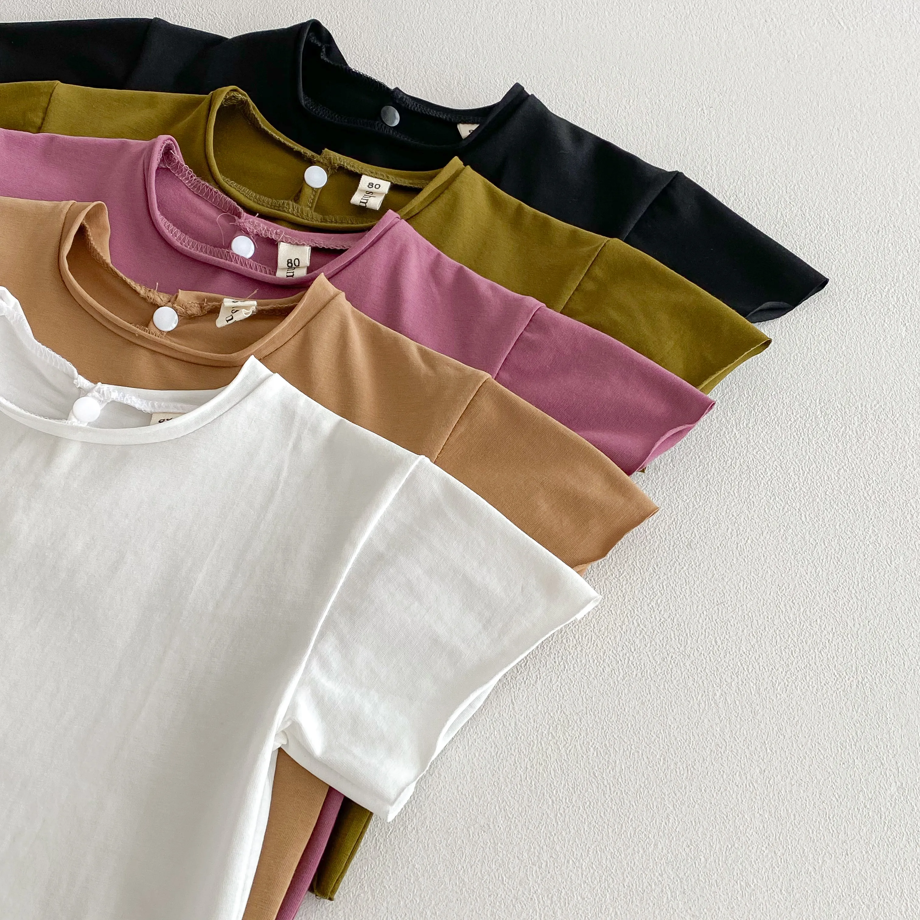 Infant Baby Boys Girls T-shirt Summer Thin Newborn Vintage Toddler Solid T Shirt Cotton Short Sleeve Ruffles Tops Baby Clothes