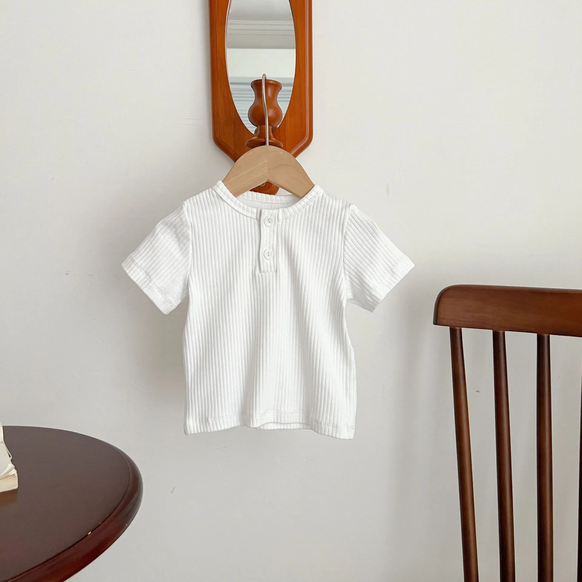 Summer Newborn Infant Baby Boy Girls Fallow Solid Color T-Shirt Round Neck Muslin Candy Color Kids Fashion Baby Clothing