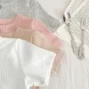 Summer Newborn Infant Baby Boy Girls Fallow Solid Color T-Shirt Round Neck Muslin Candy Color Kids Fashion Baby Clothing