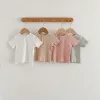 Summer Newborn Infant Baby Boy Girls Fallow Solid Color T-Shirt Round Neck Muslin Candy Color Kids Fashion Baby Clothing