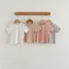 Summer Newborn Infant Baby Boy Girls Fallow Solid Color T-Shirt Round Neck Muslin Candy Color Kids Fashion Baby Clothing