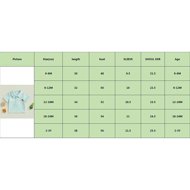 Toddler Baby Boys Girls Embroidery Shirt Striped Print Short Sleeve Lapel Button Down Shirts Summer Clothes