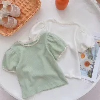 Girl Baby Summer Fresh Lace Short Sleeve Round Neck Top T-shirt