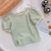 Girl Baby Summer Fresh Lace Short Sleeve Round Neck Top T-shirt